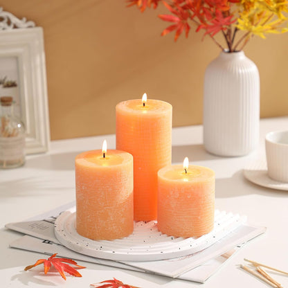 3x6 Inch Sage Green Pillar Candles Set of 3 - Unscented Spring, Long Clean Burning, Large Smokeless Dripless for Home Decor, Dinner Table, Bathroom, Rustic Decor