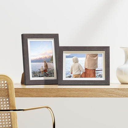 Vittanly 8x10 Picture Frames Set of 9, Shatter Resistant Plexiglass, Display 5x7 Pictures with Mat or 8x10 without Mat, Photo Frames for Wall or Tabletop, Engineered Wood, Black - Colors B