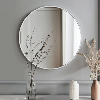 Sunniry Black Round Mirror, Round Mirror 24 inch, Black Circle Mirrors Matte Metal Frame, Wall Mounted Mirrors for Living Room, Bathroom, Wall, Entryway.