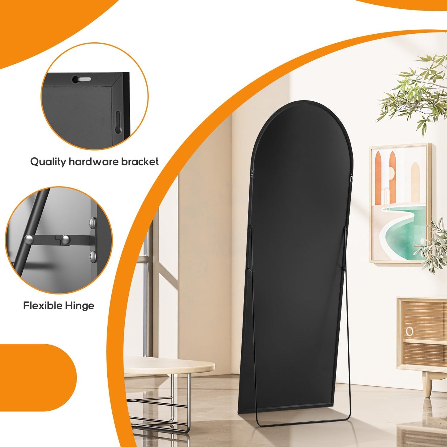 Mirror Full Length, Upgraded 16"x59" Body Wall Mirrors with Shatter-Proof Glass, Floor Standing, Hanging or Leaning, Tall Mirror with Stand Aluminum Alloy Frame for Bedroom Cloakroom