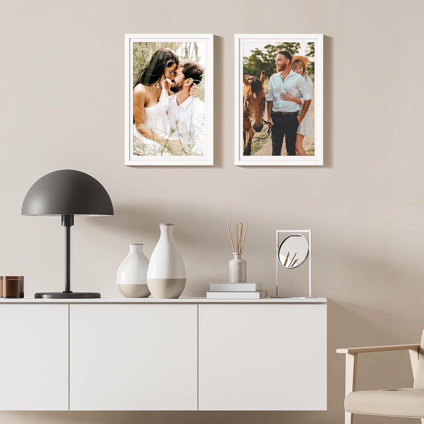 upsimples 11x14 Picture Frame Set of 5, Display Pictures 8x10 with Mat or 11x14 Without Mat, Wall Gallery Photo Frames, Black