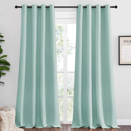 NICETOWN Halloween Pitch Black Solid Thermal Insulated Grommet Blackout Curtains/Drapes for Bedroom Window (2 Panels, 42 inches Wide by 63 inches Long, Black) - Colors A