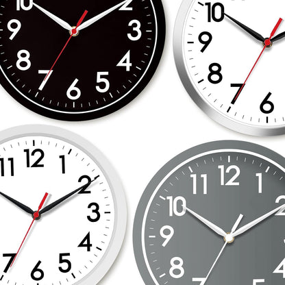 AKCISOT Wall Clock, Modern Small Wall Clocks Battery Operated 8 Inch, Silent Non-Ticking Analog Classic for Office, Home, Bathroom, Kitchen, Bedroom, School(Black)