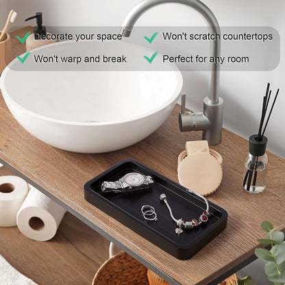 ALELION 11.7" Bathroom Vanity Tray for Counter - Acacia Wood Decorative Tray for Toilet Tank Makeup Perfume Jewelry Catchall Coffee Table - Wooden Kitchen Countertop Organizer for Soap Dispenser
