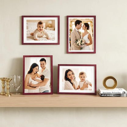 Egofine 12x16 Picture Frame Black, Covered by Plexiglass Made of Solid Wood, Display Pictures 9x12 and 11x14 with Mat or 12x16 Without Mat, for Wall Mounting Photo Frame - Colors A