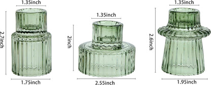 Vixdonos Taper Glass Candlestick Holders Tealight Candle Holders for Table Centerpieces, Wedding Decor and Dinner Party (6 Pcs, Green)