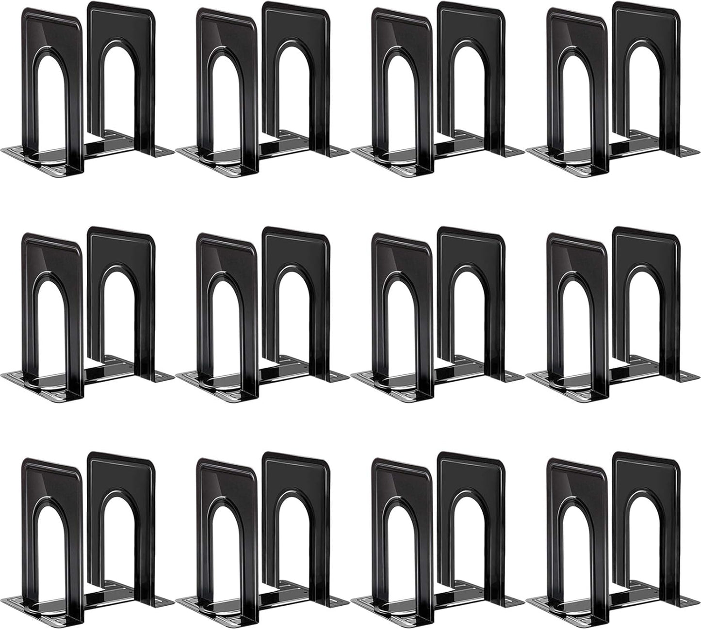 HappyHapi Book Ends, Bookends for Shelves, 24pcs Metal Bookends, Book Ends for Heavy Books Holders for Office Home Library Book Ends Supports, Book Ends to Hold Books Heavy Duty