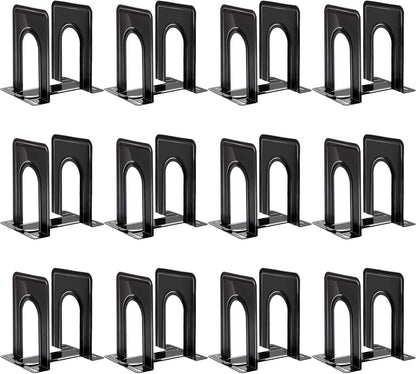 HappyHapi Book Ends, Bookends for Shelves, 24pcs Metal Bookends, Book Ends for Heavy Books Holders for Office Home Library Book Ends Supports, Book Ends to Hold Books Heavy Duty