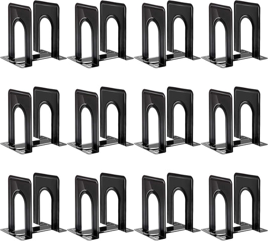 HappyHapi Book Ends, Bookends for Shelves, 24pcs Metal Bookends, Book Ends for Heavy Books Holders for Office Home Library Book Ends Supports, Book Ends to Hold Books Heavy Duty