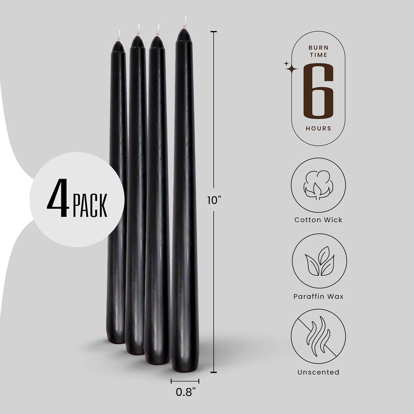 Leor & Lair Ivory Taper Candles - 4 Pack 10" Ivory Candlesticks - Unscented Cream Candle Sticks for Home Decoration, Holiday Tables, Weddings, Restaurants & Business Events