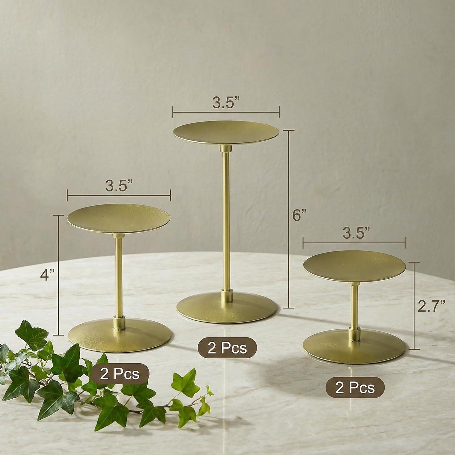 Elsjoy Set of 6 Black Pillar Candle Holders, Metal Pillar Candle Stand Fireplace Candelabras Set for Home Decor, Table Centerpiece, Wedding, 3 Sizes