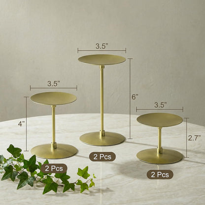 Elsjoy Set of 6 Black Pillar Candle Holders, Metal Pillar Candle Stand Fireplace Candelabras Set for Home Decor, Table Centerpiece, Wedding, 3 Sizes