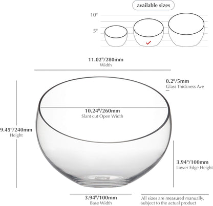 WGVI Clear Slant Cut Bowl Glass Vase, Glass Terrarium, Candy Dish, Glassware, Slant Open: 7". Height: 6" x 2.7". Base: 4" (1 Piece)