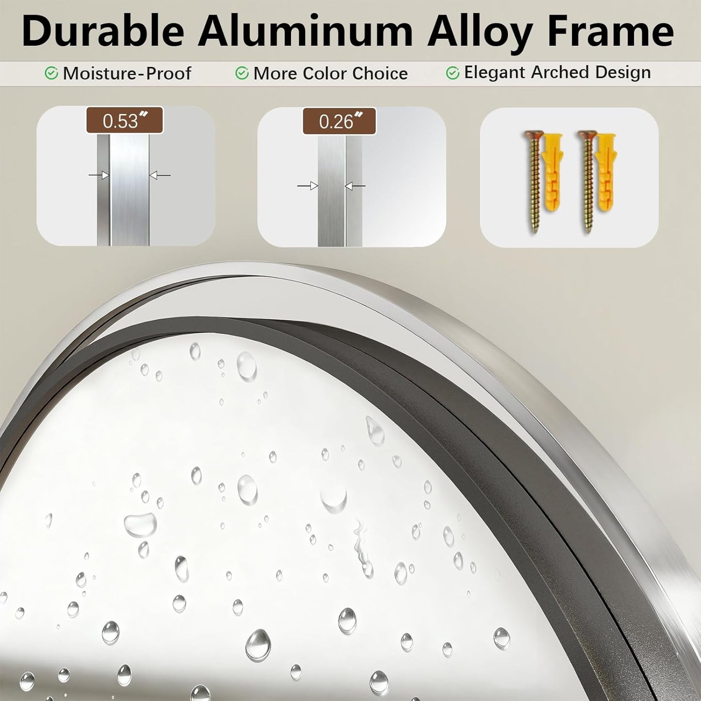 57" x 20" Arched Full Length Mirror - Wall Mounted/Floor Mirror Aluminum Alloy Frame Full Body Mirrors for Bathroom Living Room Bedroom and Entryway,Black
