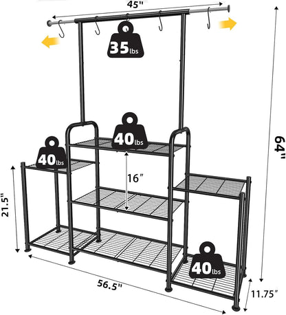 Simple Trending Plant Stand Indoor Outdoor, Heavy Duty Metal 3 Tiered Hanging Plant Shelf for Multiple Flower Planter Holder Tall Large Rack for Living Room Garden Balcony, Black