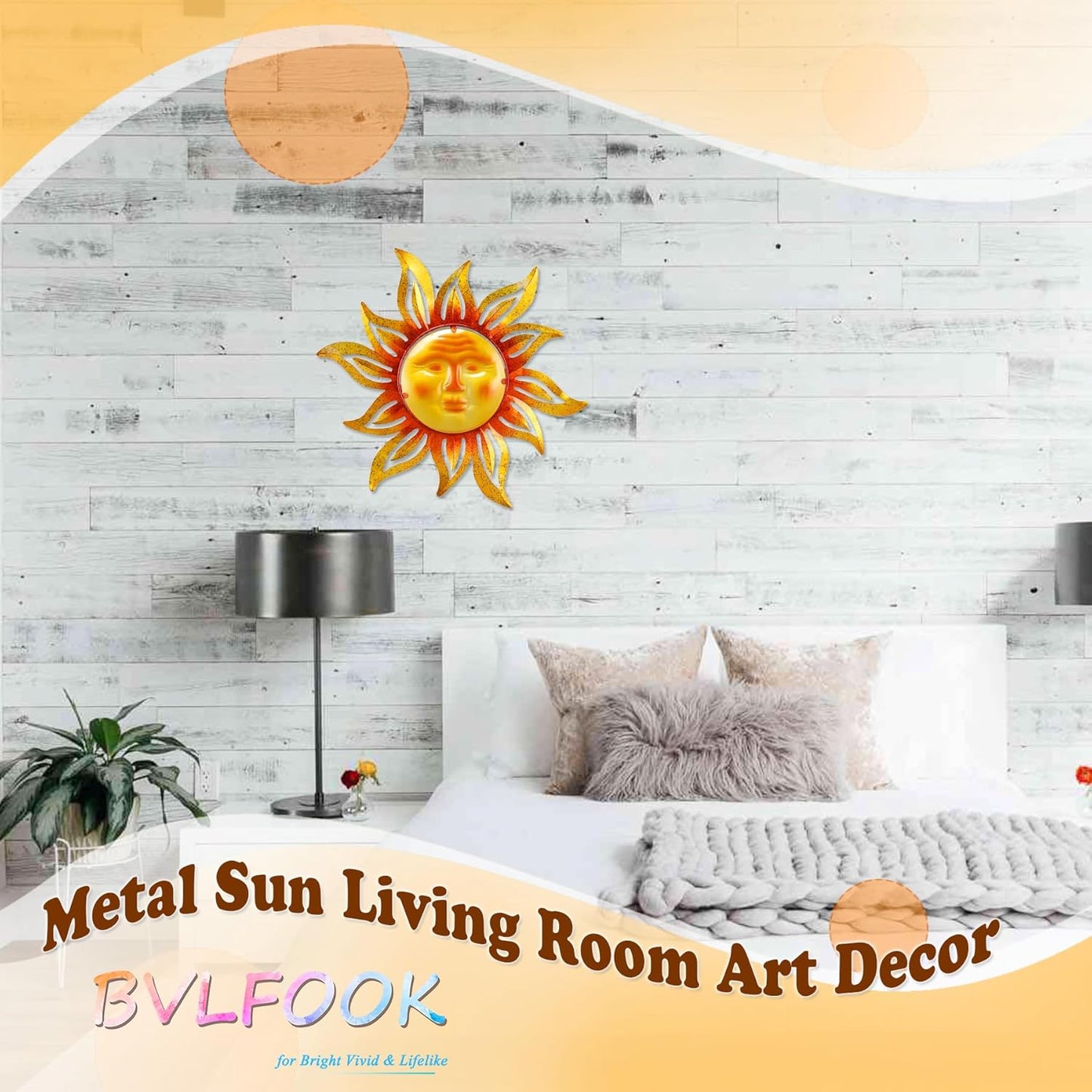 Large Sun Wall Art Decor 45 inch Metal Wall Art, Retro Hanging Decor, Valentine Wall Decorations for Patio,Yard,Garden,Fence,Living Room