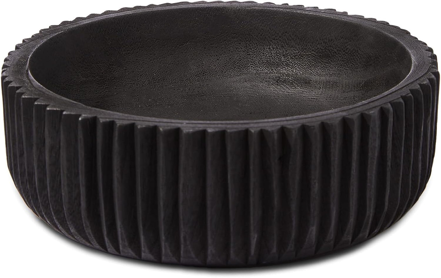 DN DECONATION Oak Wood Black Decorative Bowl-9.25x5.51 Inch Small Bowl for Entryway Key, Fruit, Candy with feet, Boho Farmhouse Home Decor for Dining Room, Coffee Table Centerpiece