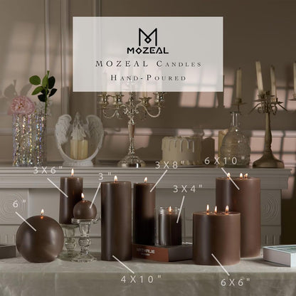 MOZEAL 3" x 4" Hand-Poured Unscented Candle,Dripless Pillar Candle Set of 3,Long Clean Burning,Approx 72 Hours Burn Time,Rustic Country Style,Wedding,Dinner,Christmas and Home Decor,White