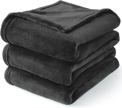 BEDELITE Fleece Blanket Black Throw Blankets for Couch & Bed, Luxury Plush Cozy Fuzzy Blanket 50x60 inches, Super Soft Warm Lightweight Throw Blanket for Travel Camping - Colors B