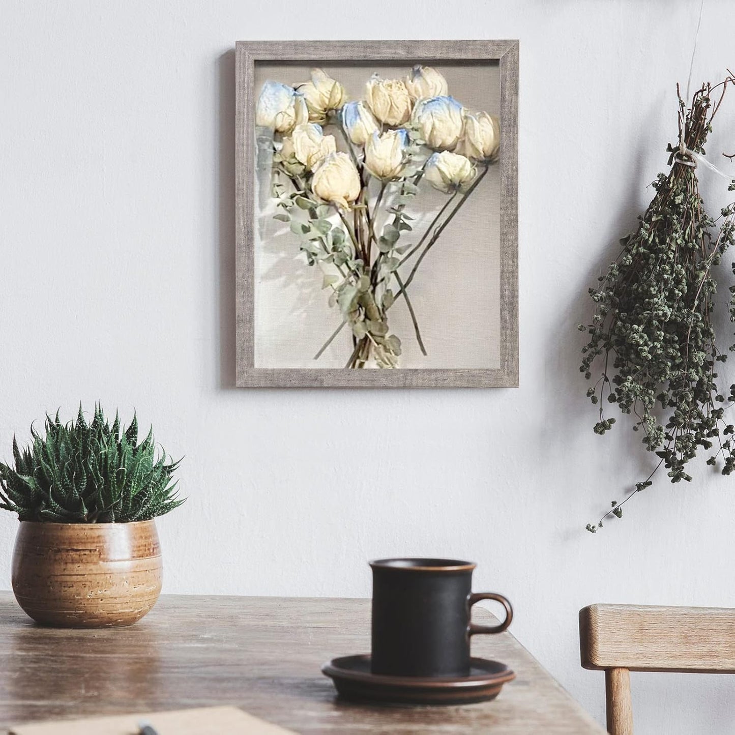 Califortree 8x10 Shadow Box Frame with Linen Back - Sturdy Rustic Memory Display Case of Flower, Pictures, Medals and More, White