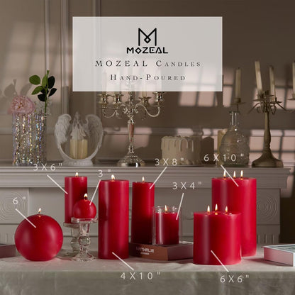 MOZEAL 3" x 4" Hand-Poured Unscented Candle,Dripless Pillar Candle Set of 3,Long Clean Burning,Approx 72 Hours Burn Time,Rustic Country Style,Wedding,Dinner,Christmas and Home Decor,White