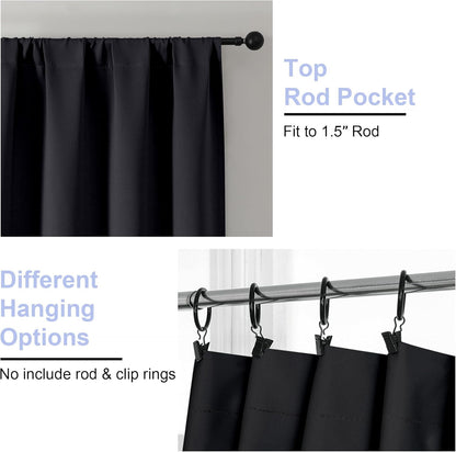 Simplebrand Ava Sage Green Blackout Curtains for Bedroom 63 Inch Length 2 Panels Set, Solid Thermal Insulated Energy Saving Rod Pocket Window Treatment Curtains Blackout Drapes, W40 x L63 Inch, Sage - Colors C