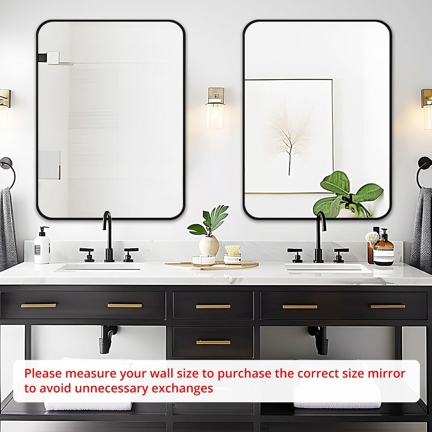 Fabuday Black Circle Mirror for Wall 20 inch - Round Mirrors for Bathroom, Entryway, Living Room, Hallway, Bedroom Decor, Small Matte Framed