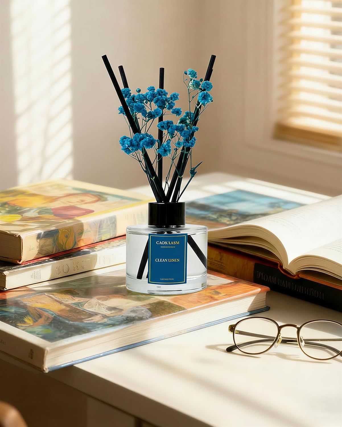 Reed Diffuser Set-Lemon Verbena Scent Fragrance Oil Diffuser with 6 Reed Sticks | Home & Bedroom Bathroom Decor,3.38 fl oz (100ml) (Lemon Verbena)