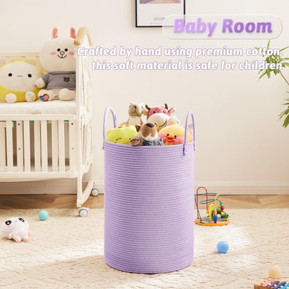 Artfeel Laundry Basket,Woven Cotton Rope Laundry Hamper,60L for Decor Storage of Dirty Clothes,Toys and Blankets in Bathroom,Baby Room and Living Room