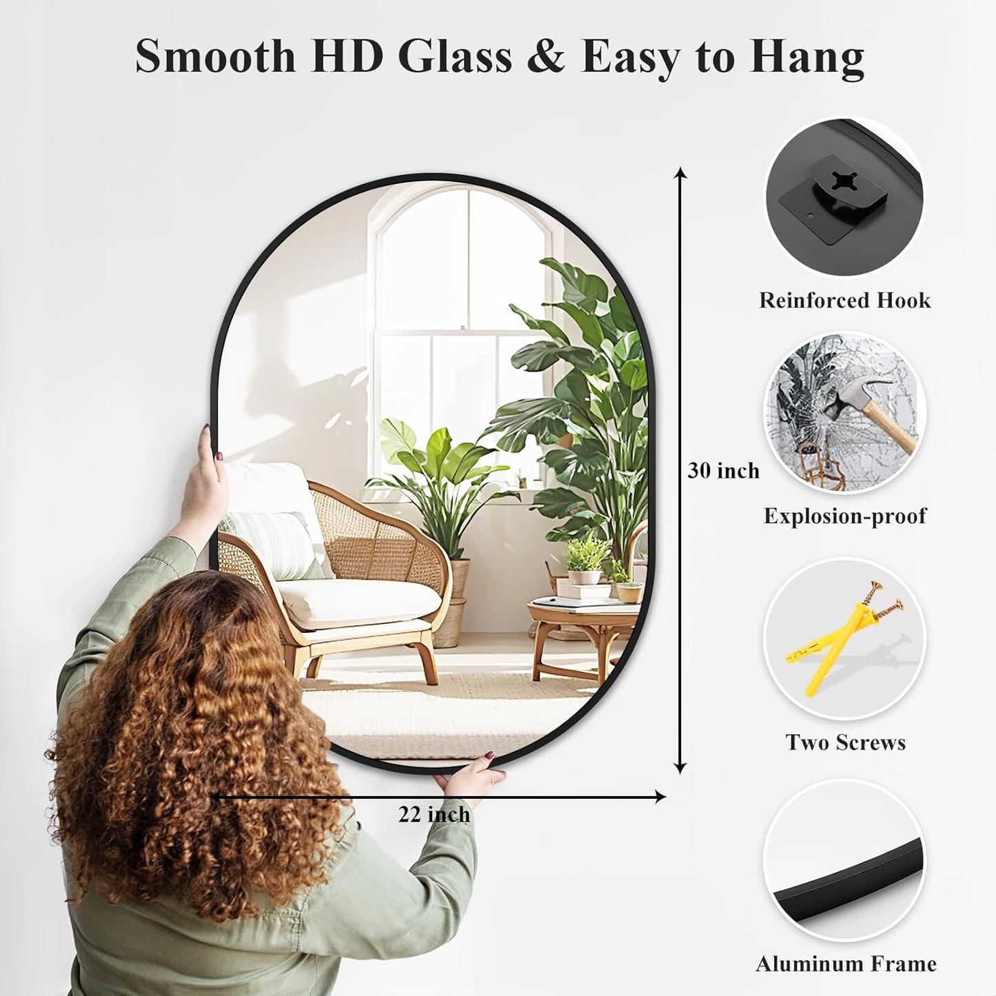 Fabuday Black Arch Bathroom Mirror for Wall - 20x28 Arched Mirror for Over Sink, Metal Framed Mirror for Hanging in Living Room, Bedroom, Entryway, Hallway