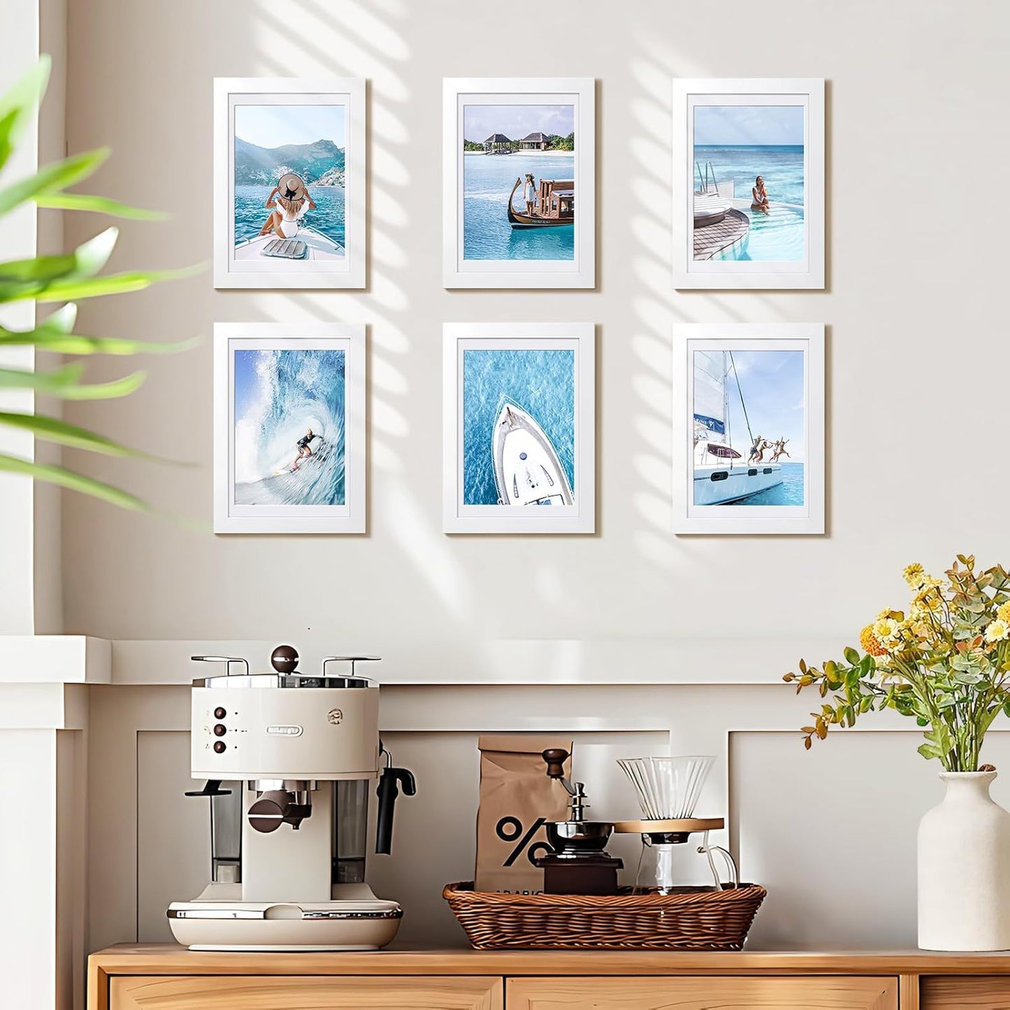 HappyHapi 4x6 Picture Frame Set of 5, Black Frames Display Photo 3.5x5 with Mat or 4x6 without, Gallery Wall Frame Set, Wall or Tabletop Display (Black)