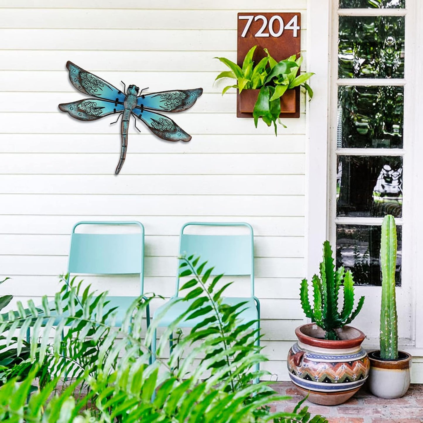 LIFFY Metal Dragonfly Wall Decor Handmade - Outdoor Metal Wall Art Decor for Patio Garden Fence Living Room, Bedroom, Dragonfly Gifts