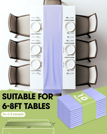 Pureegg Gold Plastic Table Runners - 10 Pack, 14'' x 108'', Water Resistant & Disposable Centerpiece Decorations for Table Cloth, Wedding, Birthday, Holiday, Baby Shower, Party, Home Decor