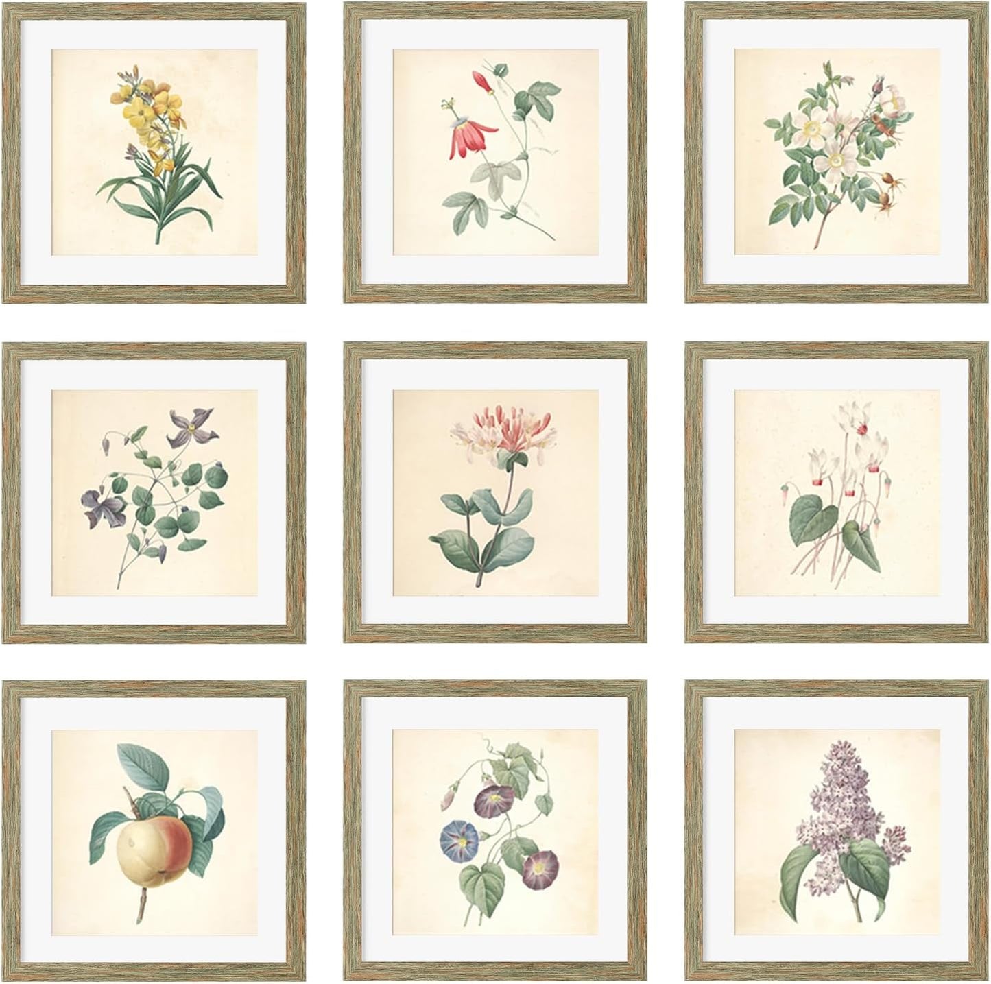 12x12 Picture Frame Set of 9, Display Pictures 8x8 with Mat or 12x12 without Mat, Multi Collage Gallery Square Photo Frames for Wall or Tabletop, Black