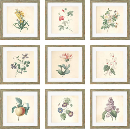 12x12 Picture Frame Set of 9, Display Pictures 8x8 with Mat or 12x12 without Mat, Multi Collage Gallery Square Photo Frames for Wall or Tabletop, Black