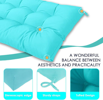 MTMR Outdoor Bench Cushion-44X19 Water-Repellent Tufted Porch Swing Cushions with High Elasticity PP Cotton and Ties Fade-Resistant Patio Outdoor Chair Cushion for Bench Furniture, Indoor Seat Cushion
