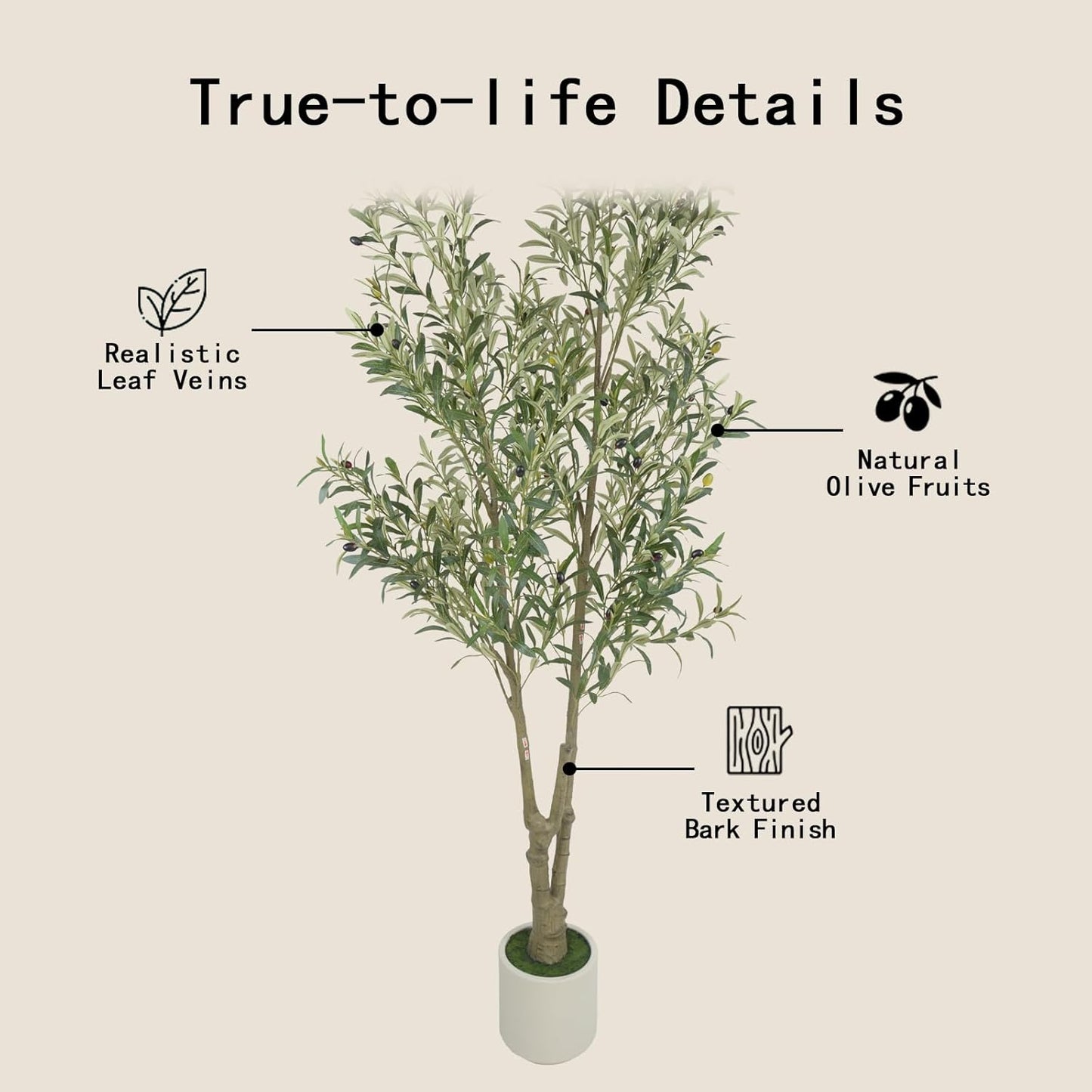 Faux Olive Tree, 5FT Artificial Olive Trees with Lifelike Olive Branches and Fruits, Fake Floor Plants with Pot for Indoor Home Office Living Room Outdoor Decor