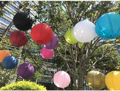 BEISHIDA 10Pcs White Paper Lanterns Decorative Chinese/Japanese Hanging Round Paper Lanterns Lamp for Birthday, Wedding, Christmas, Bridal, Home Decor, Party Decoration(Size of 4”, 6”, 8”, 10”)