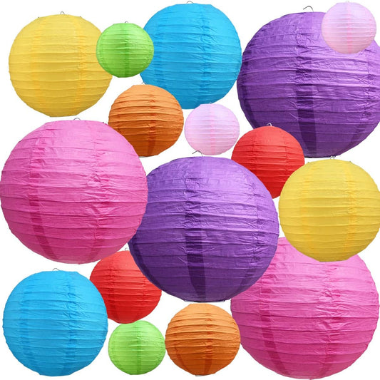 BEISHIDA 10Pcs White Paper Lanterns Decorative Chinese/Japanese Hanging Round Paper Lanterns Lamp for Birthday, Wedding, Christmas, Bridal, Home Decor, Party Decoration(Size of 4”, 6”, 8”, 10”)
