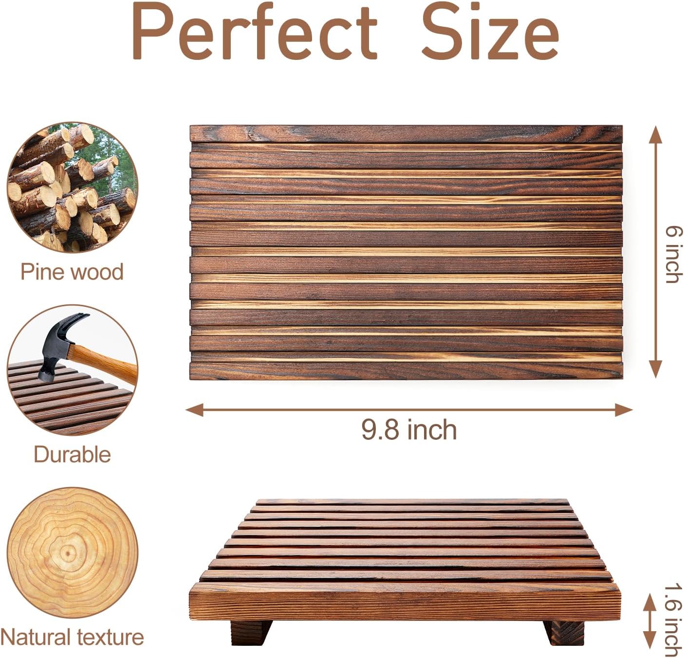 Renawe Farmhouse Bathroom Counter Tray Wood Display Pedesta Stand Kitchen Countertop Trays Decorative Wooden Riser Dish Soap Dispenser Holder for Bathroom Sink Accessories Kitchen Decor Vanity Tray