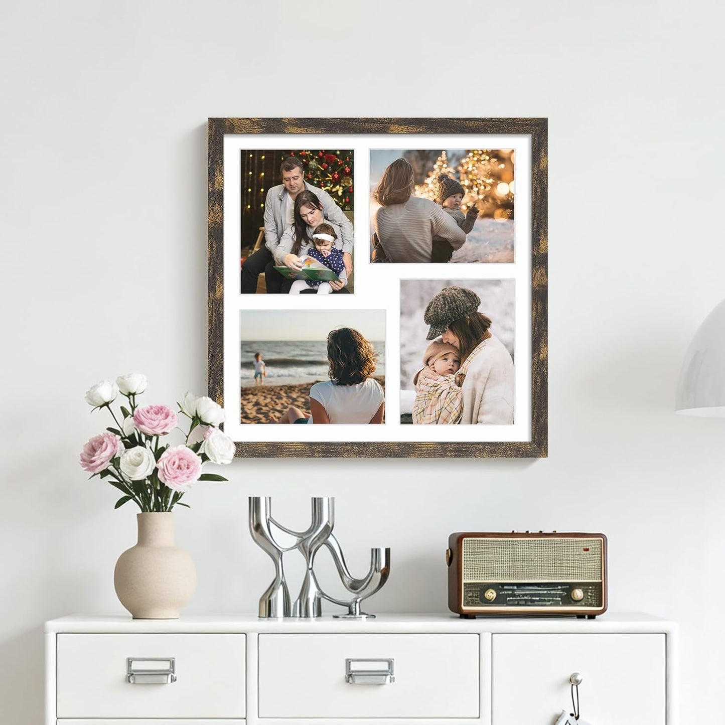 DUENPY 14x26 Collage Picture Frame 4x6 Collage Picture Frame Displays Twelve 4x6 inch Photos Available Horizontal Wall Mounting Display and Vertical Black - Colors A
