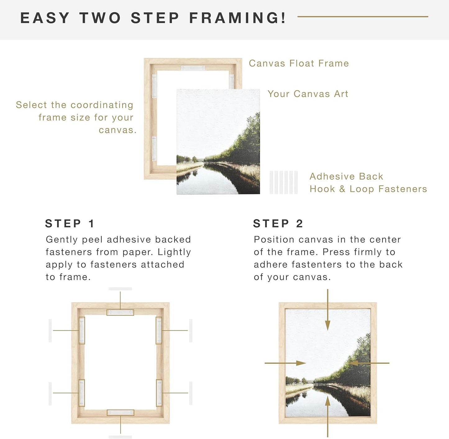 MCS Canvas Float Frames 8x10 Frame, Black Frame for Finished Canvases, Vertical & Horizontal Wall Hanging Frame with Adhesive for Canvas Paintings (1-Pack)