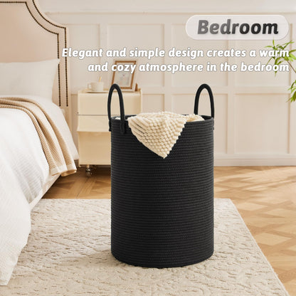Artfeel Laundry Basket,Woven Cotton Rope Laundry Hamper,60L for Decor Storage of Dirty Clothes,Toys and Blankets in Bathroom,Baby Room and Living Room