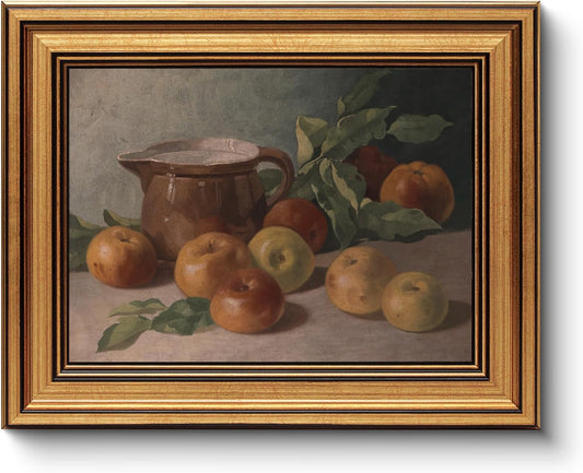 HUARCEY Gold Framed Vintage Wall Art for Living Room, Flowers Painting Canvas Prints Shelf Decor for Kitchen, Aesthetic Bedroom Wall Art, Christmas Gifts for Friends or Family (White Hydrangea 8"x10") - Colors B