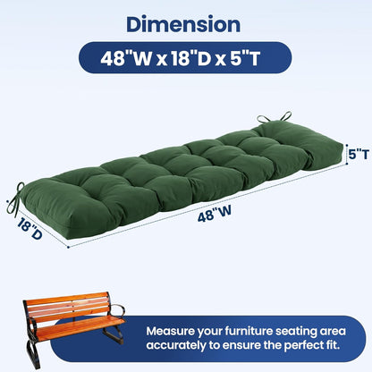 IASEAHK Outdoor Bench Cushion 48x18x5 Inch, Waterproof & Fade-Resistant Patio Furniture Cushions, Tufted Memory Foam Indoor/Outdoor Cushions for Couch Swing with Non-Slip Backing & Straps, Dark Grey