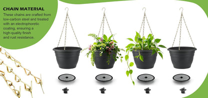 RooTrimmer Hanging Planters for Indoor Outdoor Plants 8 and 10 Inch, 4 Packs Hanging Flower Pot with Drainage Holes, Self-Watering Hanging Basket Perfect for Home, Office and Garden, White