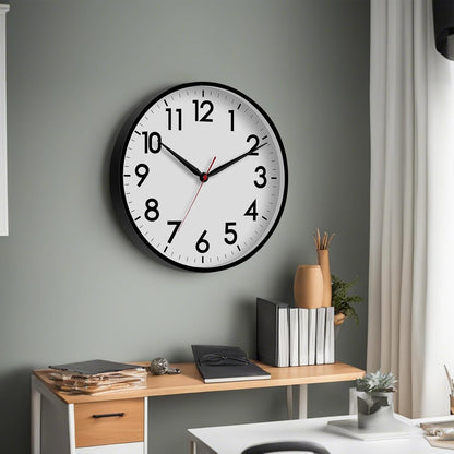 AKCISOT Wall Clock, Modern Small Wall Clocks Battery Operated 8 Inch, Silent Non-Ticking Analog Classic for Office, Home, Bathroom, Kitchen, Bedroom, School(Black)