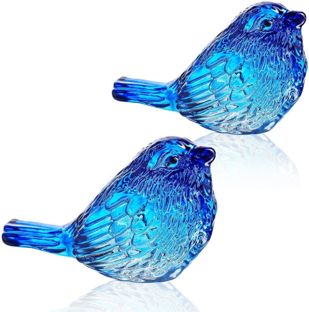 H&D HYALINE & DORA Blue Glass Bird Figurines Bird Gifts for Bird Lovers Women Crystal Glass Animal Figurine Collectible for Home Shelf Decor
