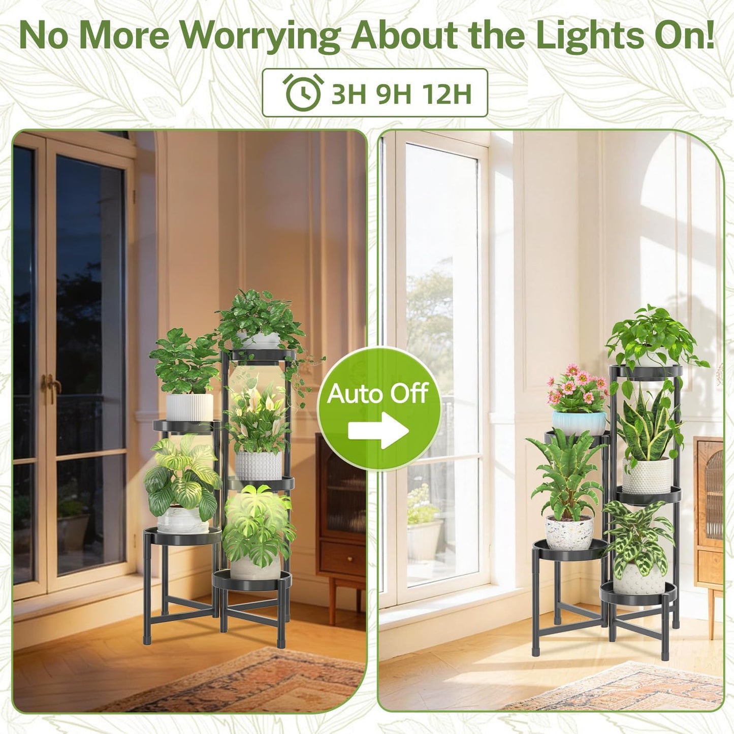 iDavosic.ly Plant Stand Indoor Outdoor, 5 Tier Corner Metal Flower Display Holder Shelf, Folding Tall Orchid Rack for Patio Balcony Porch Garden Living Room House, Black