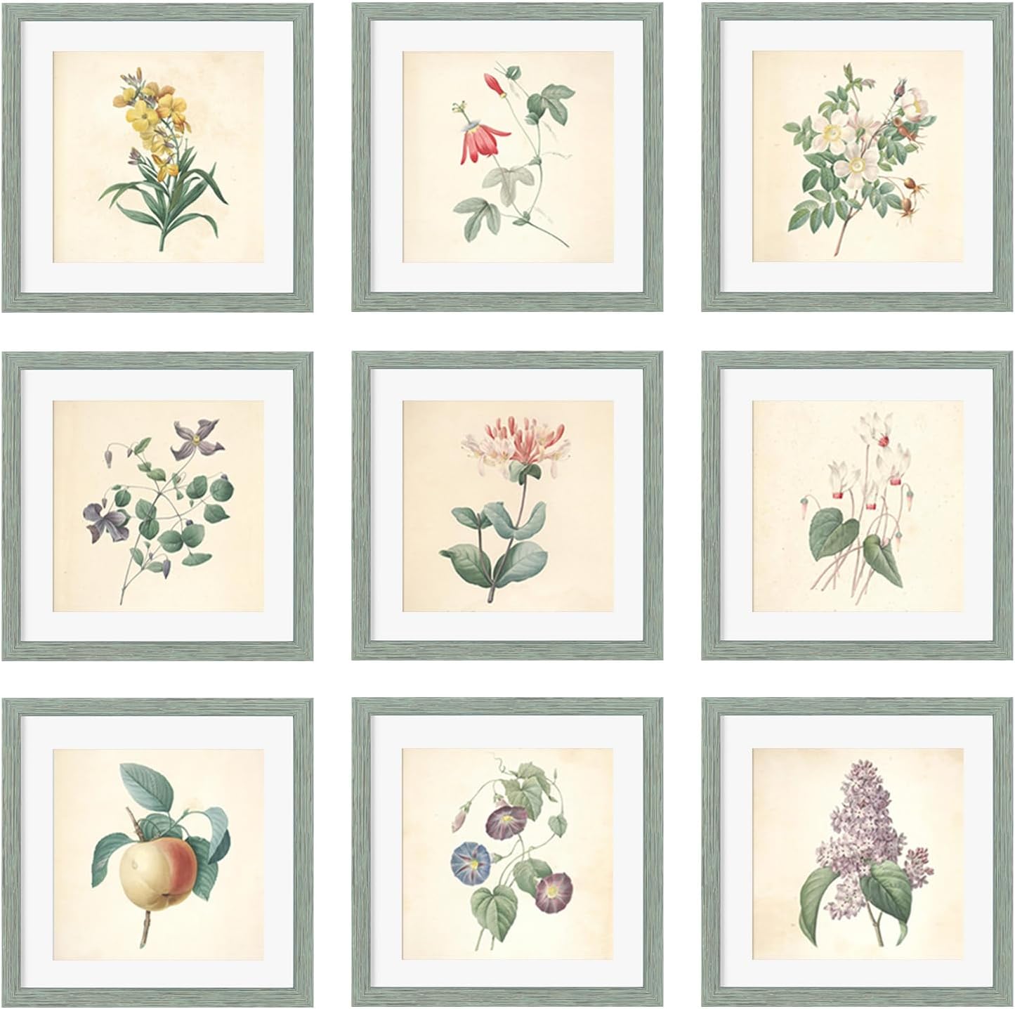 12x12 Picture Frame Set of 9, Display Pictures 8x8 with Mat or 12x12 without Mat, Multi Collage Gallery Square Photo Frames for Wall or Tabletop, Black